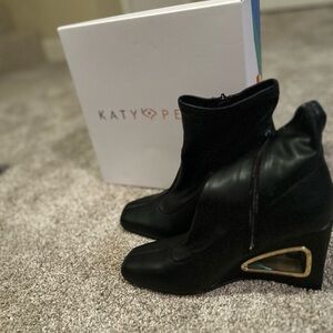 Katy Perry Black Cutout Heel Ankle Boots